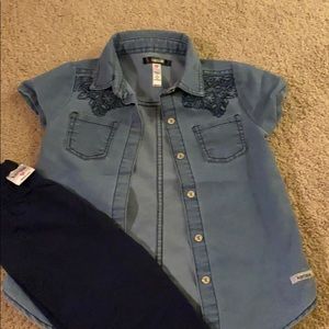 Denim Button Up Shirt & Blue Pants